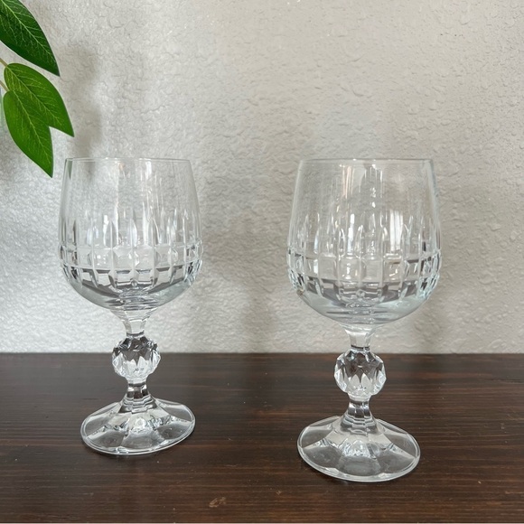 Belfast Bohemia Crystal Crystalex Wine Glasses Set of 2 Clear Stemware Drinking - Picture 1 of 8